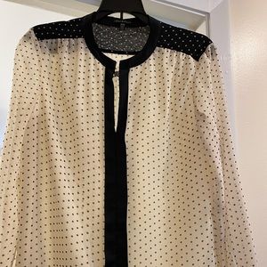 Black & white silk blouse
